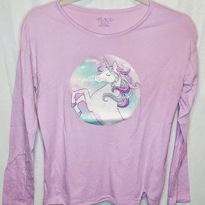 Girls Pink Unicorn Holograph Long Sleeve Shirt Top Size XL 14 by Childrens Place